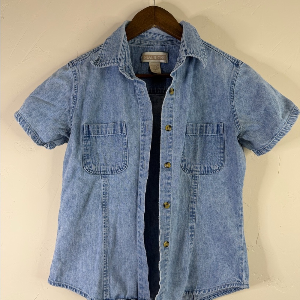 Vintage Maurices Light Blue Button-Down Denim Shirt